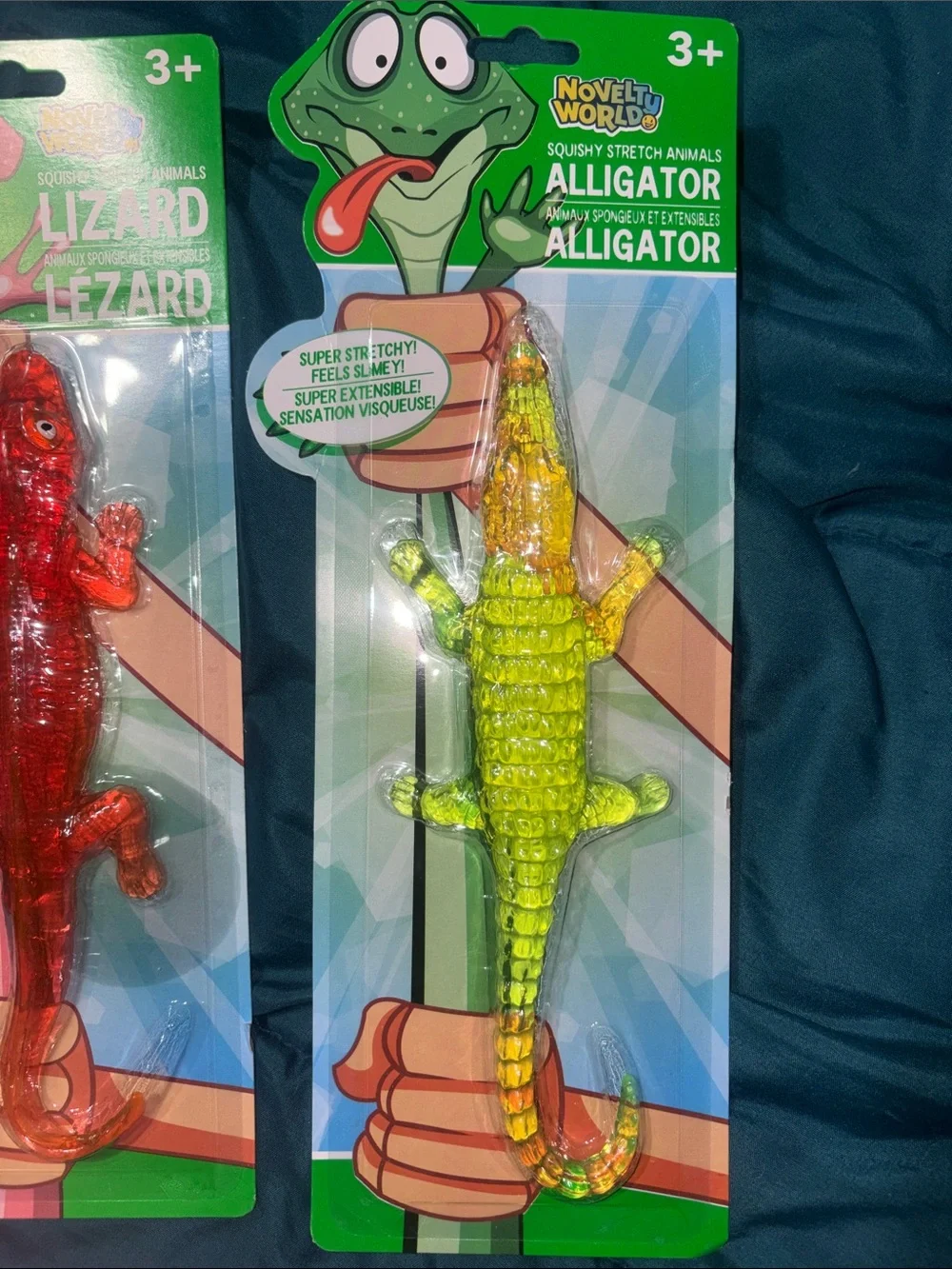 2 - Squishy Stretch Reptile Toys - Red Lizard / Green Alligator 🐊